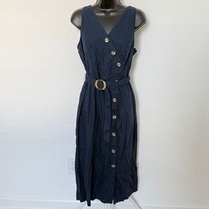 Time and Tru Navy Midi Dress with Belt